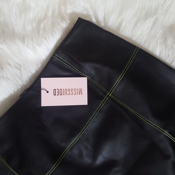 Black Faux Leather Step Hem Mini Skirt - Picture 5 of 6